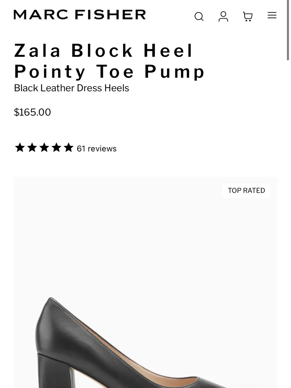 Marc Fisher Black Pointed Block Heel Pumps
